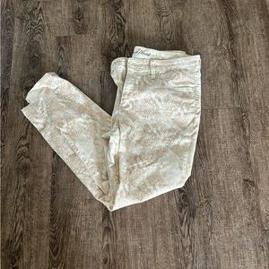 White/Tan Snakeskin Skinny Jeans